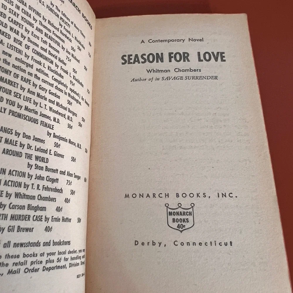 Season for Love Whitman‎ Chambers Monarch Books 380 Bob Maguire Cover Art 1963